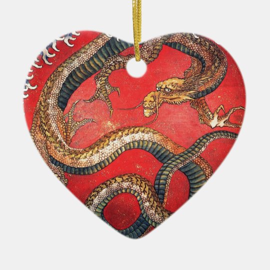 Japanischer Drache Keramik Herz-Ornament