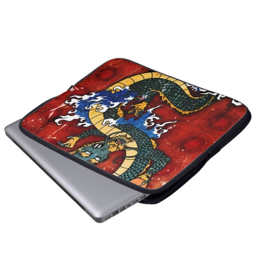 Japanischer Drache Laptopschutzhülle (Vorne Knopf)
