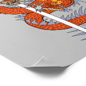 Japanischer Drache mit Katana-Schwert Poster (Ecke)