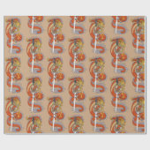 Japanischer Drache mit Katana-Schwertpapier Geschenkpapier (Flach)