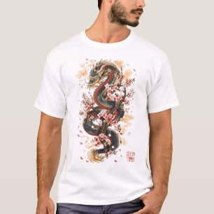 Japanischer Drache mit Kirschblüten   Sakura-Mytho T-Shirt