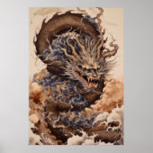 Japanischer Drache mit Schlangenform mit Kanagaw Poster (Vorne)