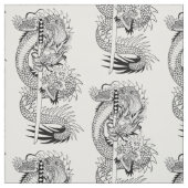 Japanischer Drache mit Schwertgewebe Katana Stoff (Muster)