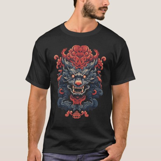 japanischer Drache Netsuke Carving Art Design T-Shirt (Vorderseite)