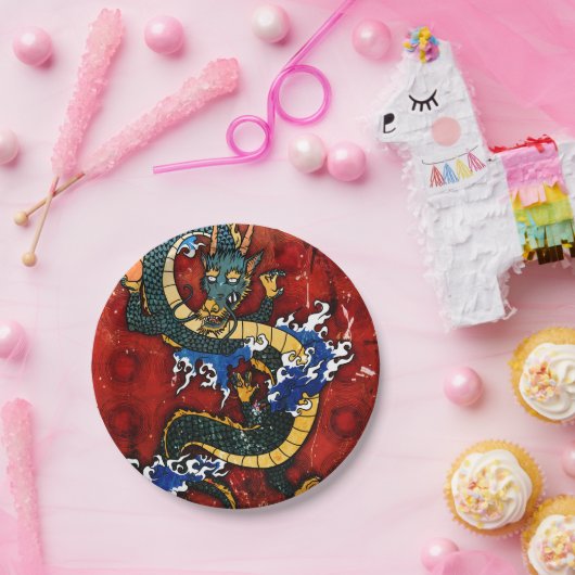 Japanischer Drache Pappteller (Party)