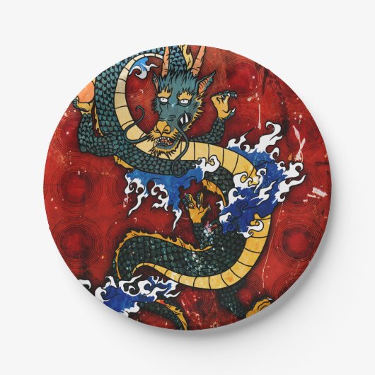 Japanischer Drache Pappteller (Vorderseite)