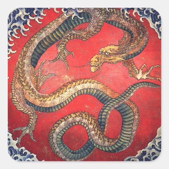 Japanischer Drache Quadratischer Aufkleber