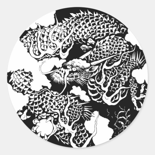 japanischer Drache Runder Aufkleber (Vorderseite)