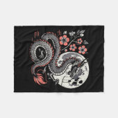 Japanischer Drache Sakura Moon Cherry Blossom Men  Fleecedecke (Vorderseite (Horizontal))