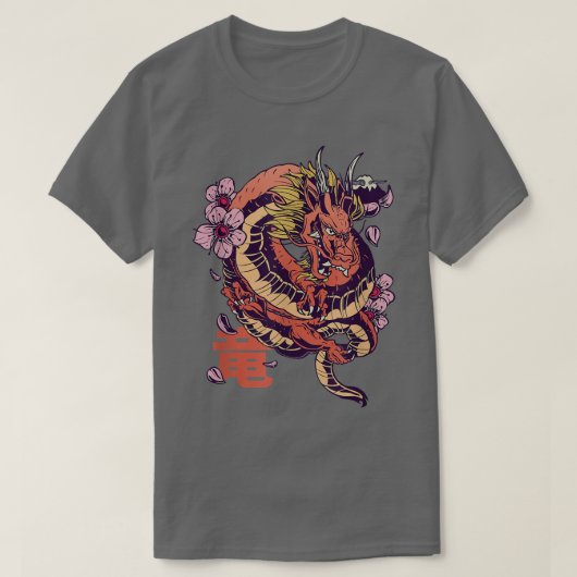 Japanischer Drache Sakura T-Shirt (Design vorne)