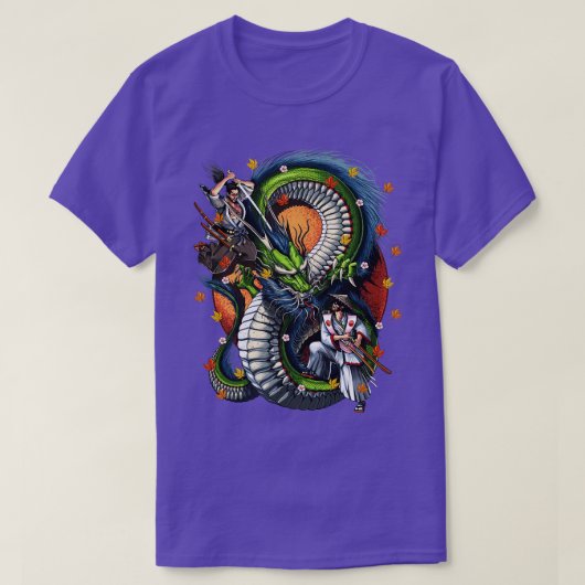 Japanischer Drache Samurai Battle T-Shirt (Design vorne)