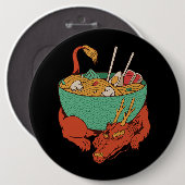 Japanischer Drache schlafend mit Ramen Bowl Ramen Button (Vorne & Hinten)