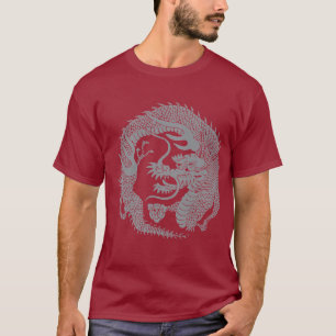 Japanischer Drache - silberner Druck T-Shirt
