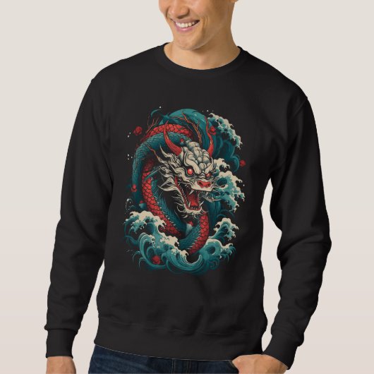 Japanischer Drache Tattoo Art Irezumi Japanischer  Sweatshirt (Vorderseite)