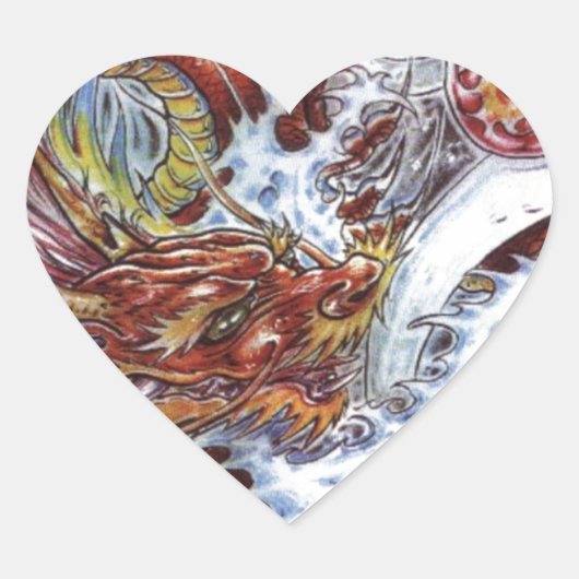 Japanischer Drache Tattoo Design Herz-Aufkleber (Vorderseite)