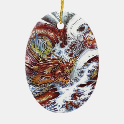 Japanischer Drache Tattoo Design Keramikornament (Vorne)