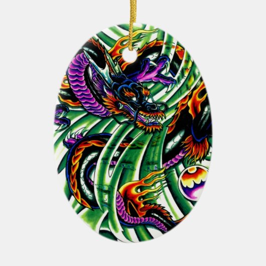 Japanischer Drache Tattoo Keramik Ornament (Vorne)