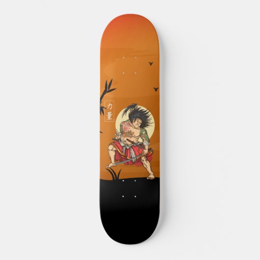 Japanischer Drache Tattoo Samurai Warrior Skateboard (Vorderseite)