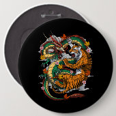 Japanischer Drache Tiger Battle Button (Vorne & Hinten)