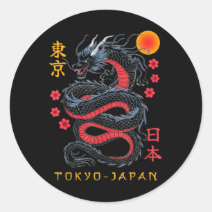 Japanischer Drache Tokio Japan 80er Asiatischer My Runder Aufkleber
