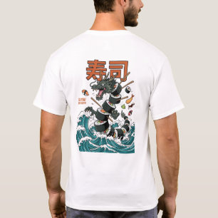 Japanischer Drache und Sushi-Wellen-Kunst T-Shirt