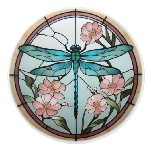 Japanischer Dragonfly Deko aus Glas Keramikknauf (Vorderseite)