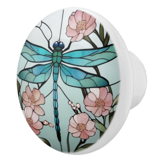 Japanischer Dragonfly Deko aus Glas Keramikknauf (Rechts)