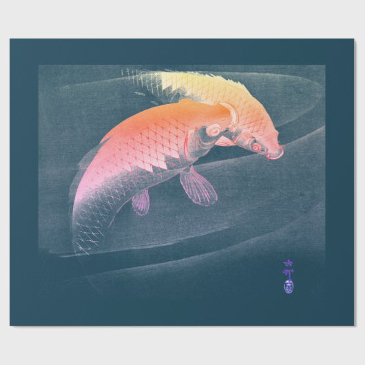 JAPANISCHER DRUCK AUS KARTENBLAUEN GESCHENKPAPIER (Flach)