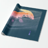 JAPANISCHER DRUCK AUS KARTENBLAUEN GESCHENKPAPIER (Ungerollt)