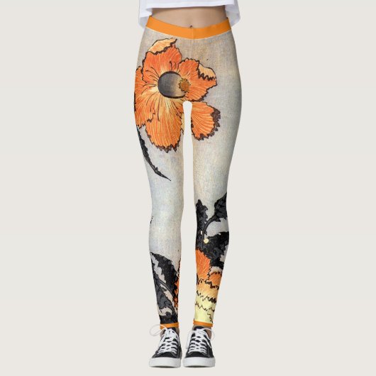 JAPANISCHER DRUCK DER BLUME DRUCKTE LEGGINGS (Vorderseite)