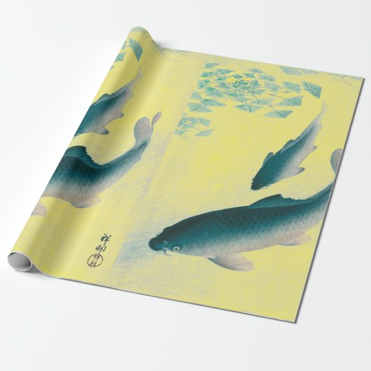 JAPANISCHER DRUCK VON FISH SWIMMING YELLOW WRAPPIN GESCHENKPAPIER (Ungerollt)
