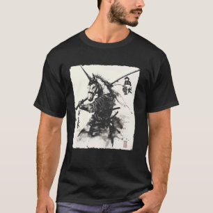 Japanischer Einhorn-Samurai Ukiyo-e Vintage T-Shirt