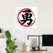 Japanischer Enso Circle mit Courage Kanji (勇 tapfe Poster (Heimbüro)
