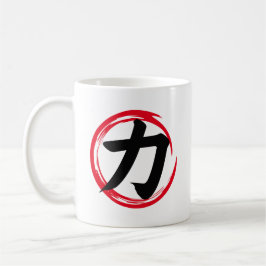 Japanischer Enso Circle mit Power Kanji (力) Chikar Kaffeetasse