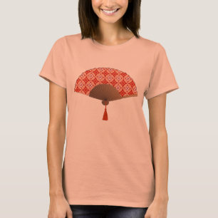 Japanischer Fächer, Shippo-Motiv, Mandarine T-Shirt