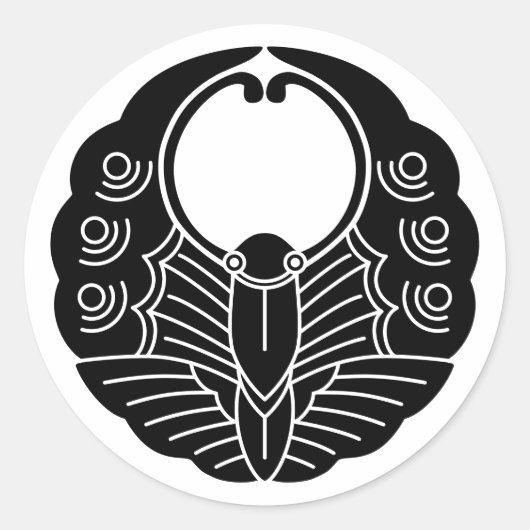 Japanischer Familienwappen-Butterfly Runder Aufkleber (Vorderseite)