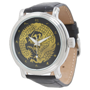 Japanischer Familienwappen-Drache Armbanduhr