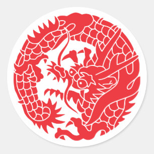 Japanischer Familienwappen-Drache Runder Aufkleber