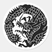 Japanischer Familienwappen-Drache Runder Aufkleber (Vorderseite)