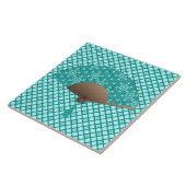 Japanischer Fan in Asanoha Muster, Türkis Fliese (Seite)