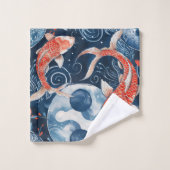 Japanischer Fisch in Wasserfarbe Badhandtuch Set (Waschlappen)