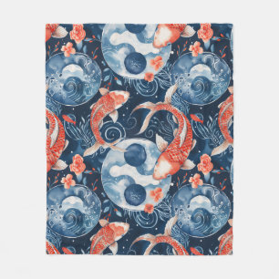Japanischer Fisch in Wasserfarbe Fleecedecke