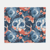 Japanischer Fisch in Wasserfarbe Fleecedecke (Vorderseite (Horizontal))