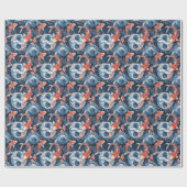 Japanischer Fisch in Wasserfarbe Geschenkpapier (Flach)