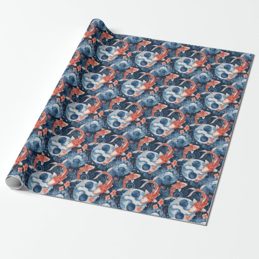 Japanischer Fisch in Wasserfarbe Geschenkpapier (Ungerollt)