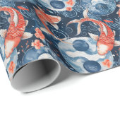 Japanischer Fisch in Wasserfarbe Geschenkpapier (Rolleneckpunkt)