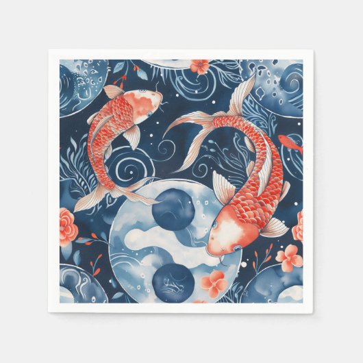 Japanischer Fisch in Wasserfarbe Serviette (Vorderseite)