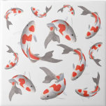 Japanischer Fisch Koi-Orange und Weiß asiatisch Fliese<br><div class="desc">Japanischer Fisch Koi Orange und Weiß asiatische Stil Keramik Fliesen.</div>