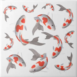 Japanischer Fisch Koi orange und weiß asiatischer  Fliese