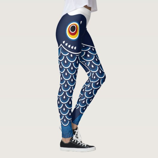 Japanischer Fisch Koinobori Gemustert Leggings (Rechts)